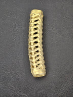 Handcrafted Ashanti Brass Curved Openwork Tube Component Bead | Large Hole African Brass Focal Bead | Ghana Bracelet & Leather Jewelry Component 62mm
