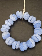 Cornflower Blue Krobo Sugar Glass Rondelle Beads | Handcrafted Recycled Glass Beads from Ghana | Approx. 30 Beads Per Strand