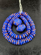 African Glass Bead Bundle – Cobalt Blue Krobo Rondelles + Focal Beads