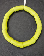 Lime Green Krobo Powdered Glass Tube Beads • Handmade Recycled Glass • Ghana • Large Hole • 10–12 × 24–30 mm