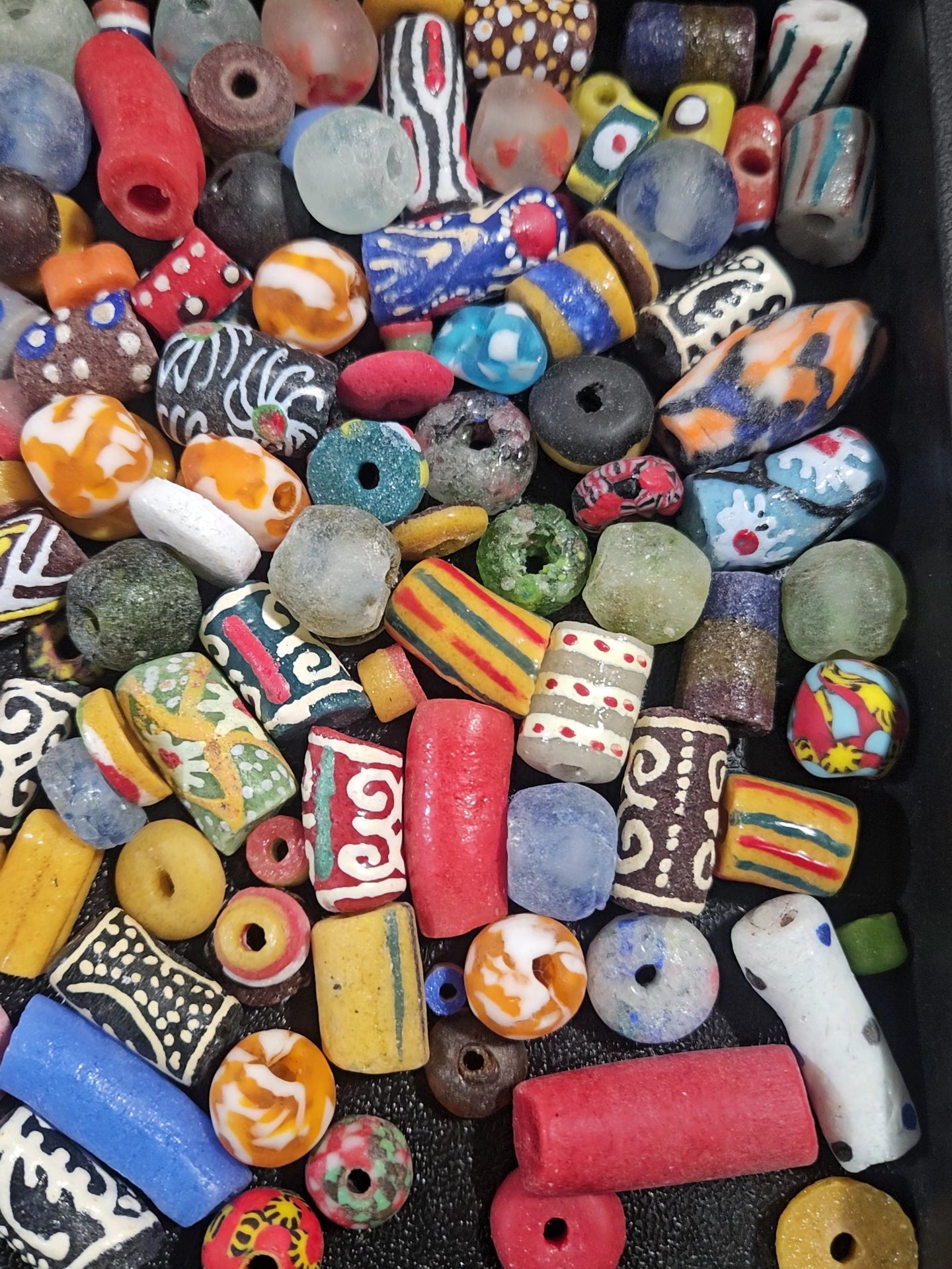 Earth Tone Krobo Recycled Glass Beads – 1 Cup (~160 pcs) | Boho Eco-Friendly Bead Mix