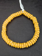 Solid Golden Yellow Krobo Glass Spacer Beads, Handmade African Recycled Glass Beads, Ghana Jewelry Making Supplies