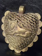Oversized Lion on Adinkrahene Brass Pendant – Handcrafted in Ghana