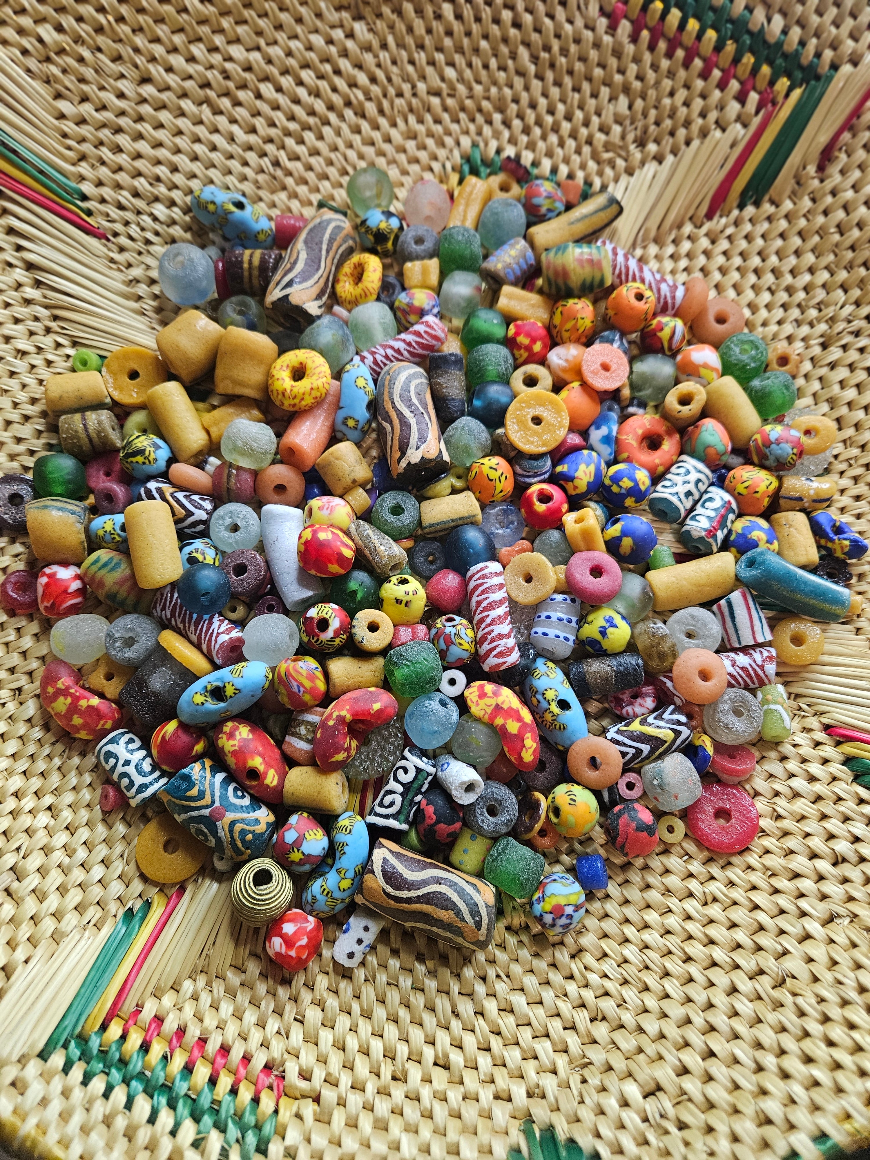 Assorted African Krobo Glass Beads – 300+ Mix