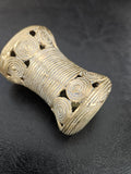 Oversized Ashanti Brass Talking Drum Bead — Spiral Medallion Openwork