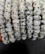 Handmade White & Black Speckled African Glass Beads – Krobo Recycled Glass Short Tube Beads for Jewelry Making