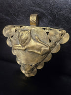 African Brass Lion Pendant with Adinkrahene Symbol – Ghana