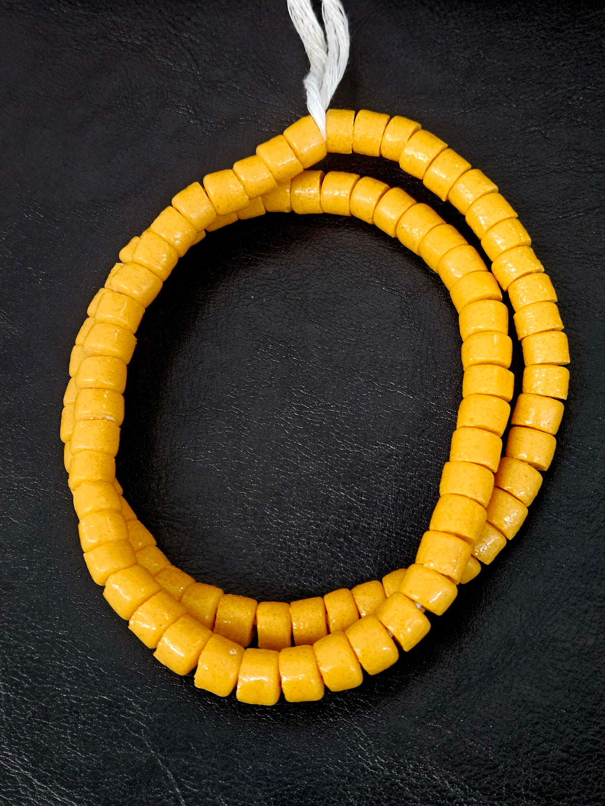 Golden Ochre Small Cube Tube Krobo Powdered Glass Beads | Ghana Recycled Glass | 77–78 Beads