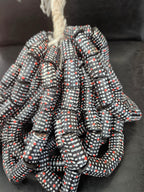 Painted Krobo Glass Beads | Black Red & White Polka Dot Long Tube Beads | Handcrafted Ghana Recycled Glass Beads