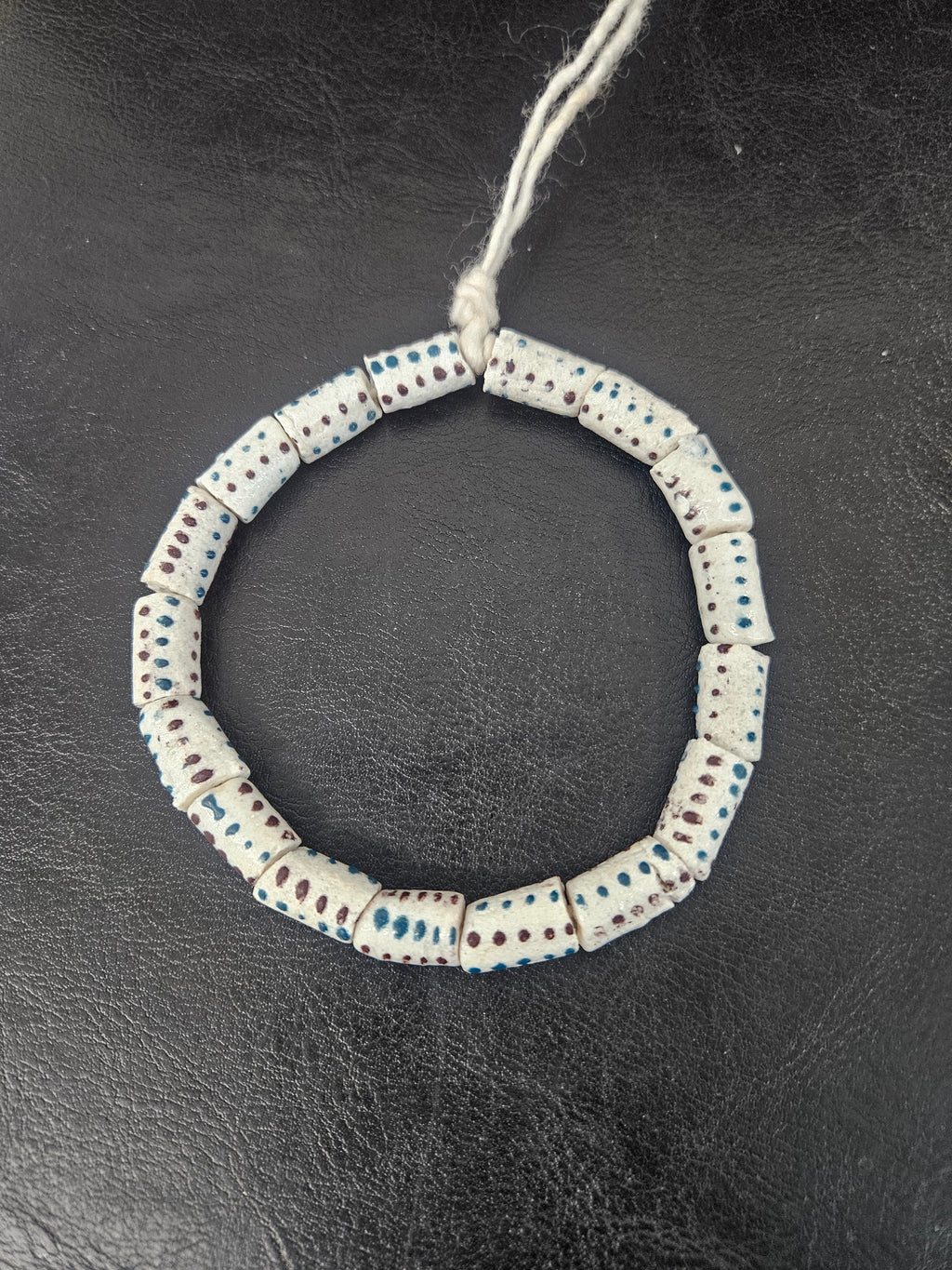 Authentic African Painted Glass Short Tube Beads from Ghana | Ivory Krobo Recycled Glass Jewelry Beads