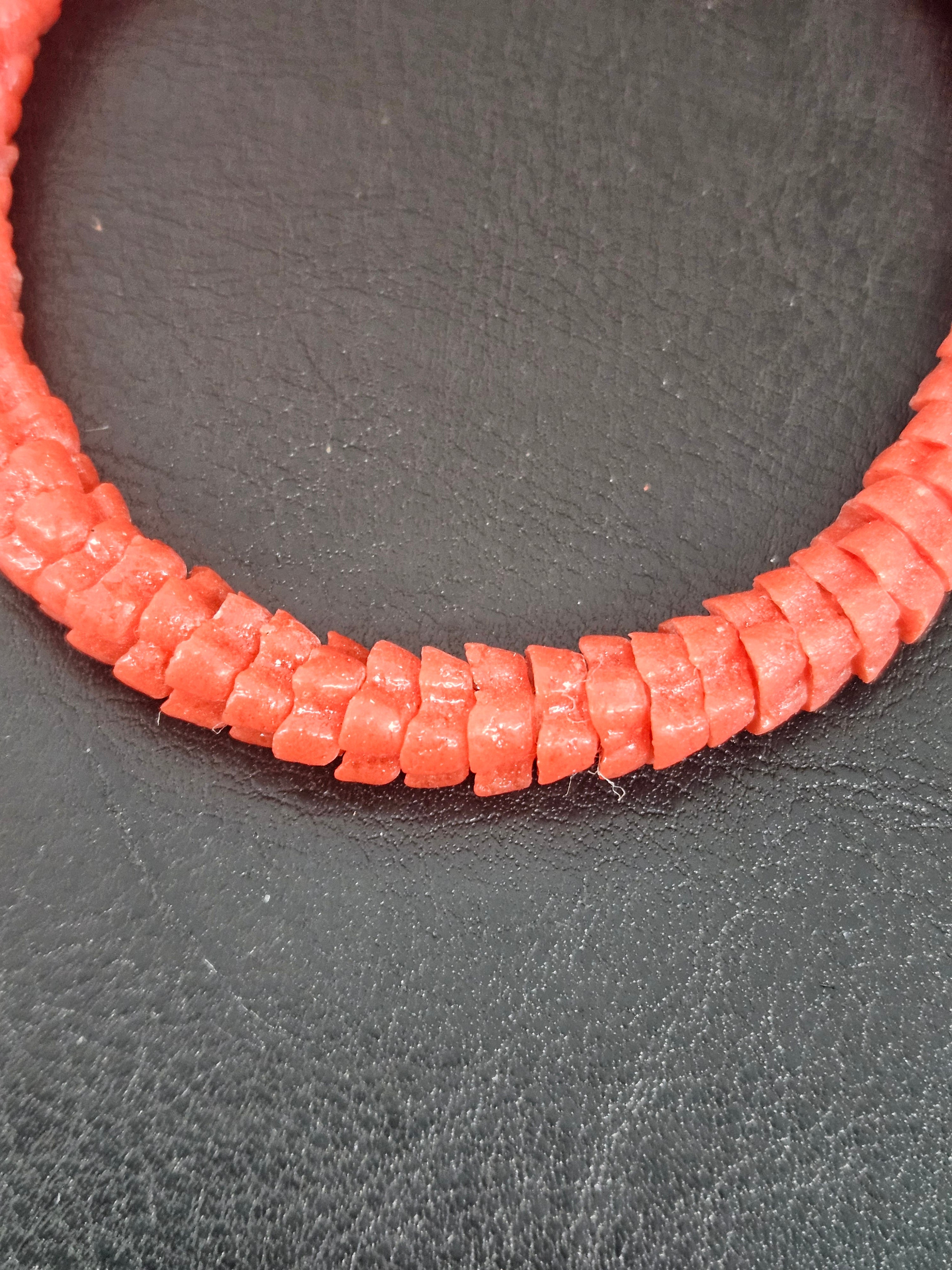Coral Krobo Glass Spacer Beads, Handmade African Recycled Glass Beads, Ghana Jewelry Making Supplies