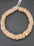 Peach & Ivory Krobo Sugar Glass Short Tube Beads | Handcrafted Recycled Glass Beads from Ghana | Approx. 32 Beads Per Strand