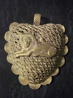 Oversized Lion on Adinkrahene Brass Pendant – Handcrafted in Ghana