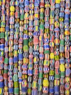 Vintage African Trade Glass Beads | Polychrome Striped Cane Beads | 10–12mm