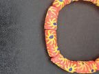 Painted Krobo Glass Tube Beads | Coral Orange Recycled Glass Tube Beads | Handmade in Ghana | 13–14×26–30mm