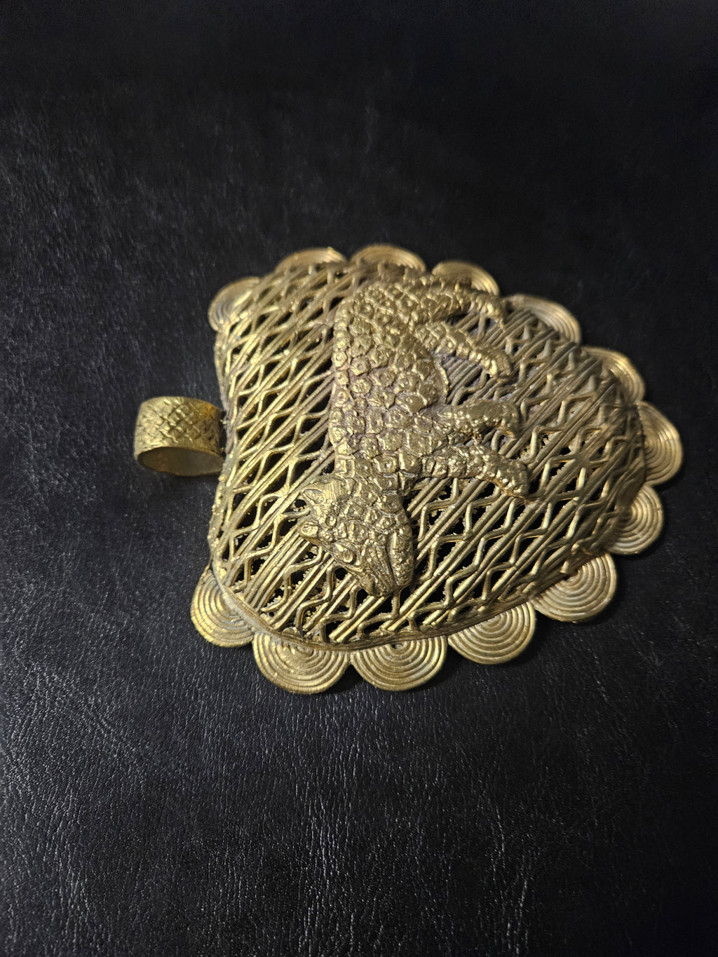 Large Ghana Brass Tiger Statement Pendant – Adinkrahene Design