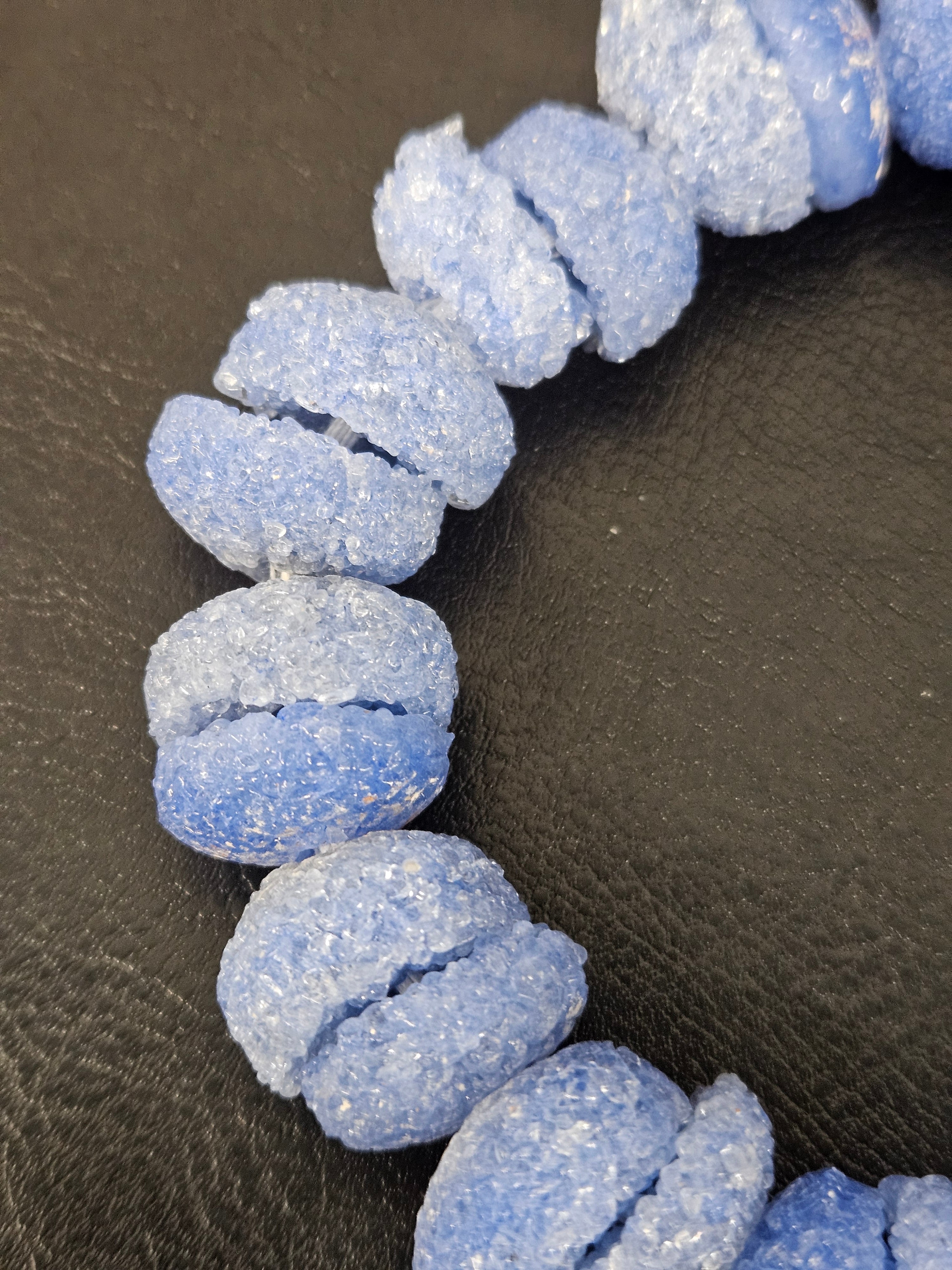 Cornflower Blue Krobo Sugar Glass Rondelle Beads | Handcrafted Recycled Glass Beads from Ghana | Approx. 30 Beads Per Strand