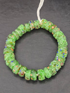 Green Confetti Krobo Sugar Glass Short Tube Beads | Handcrafted Recycled Glass Beads from Ghana | Approx. 32 Beads Per Strand