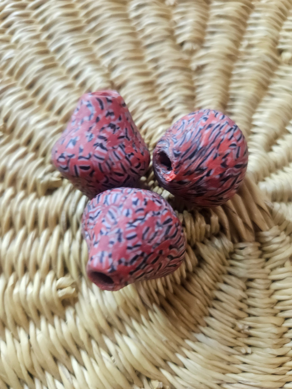 24mm Fused Krobo Glass Focal Bead – Handcrafted Ghana Trade Bead