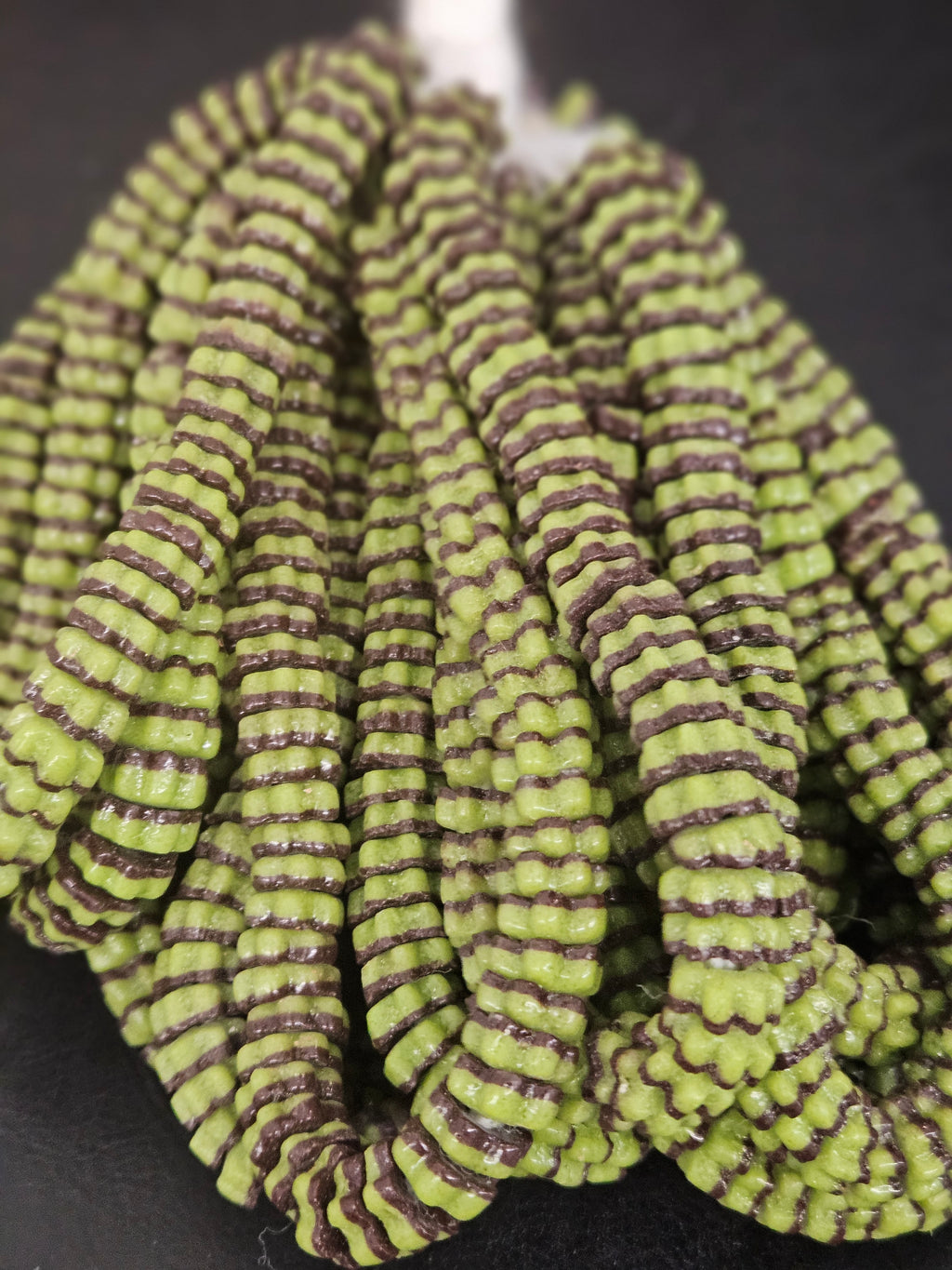 Spring Green & Cocoa Brown Krobo Glass Spacer Beads | Handcrafted Recycled Glass Beads from Ghana