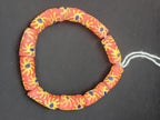 Krobo Painted Glass Tube Beads | Terracotta Coral, Golden Yellow & Royal Blue | Handmade Recycled Glass Beads from Ghana