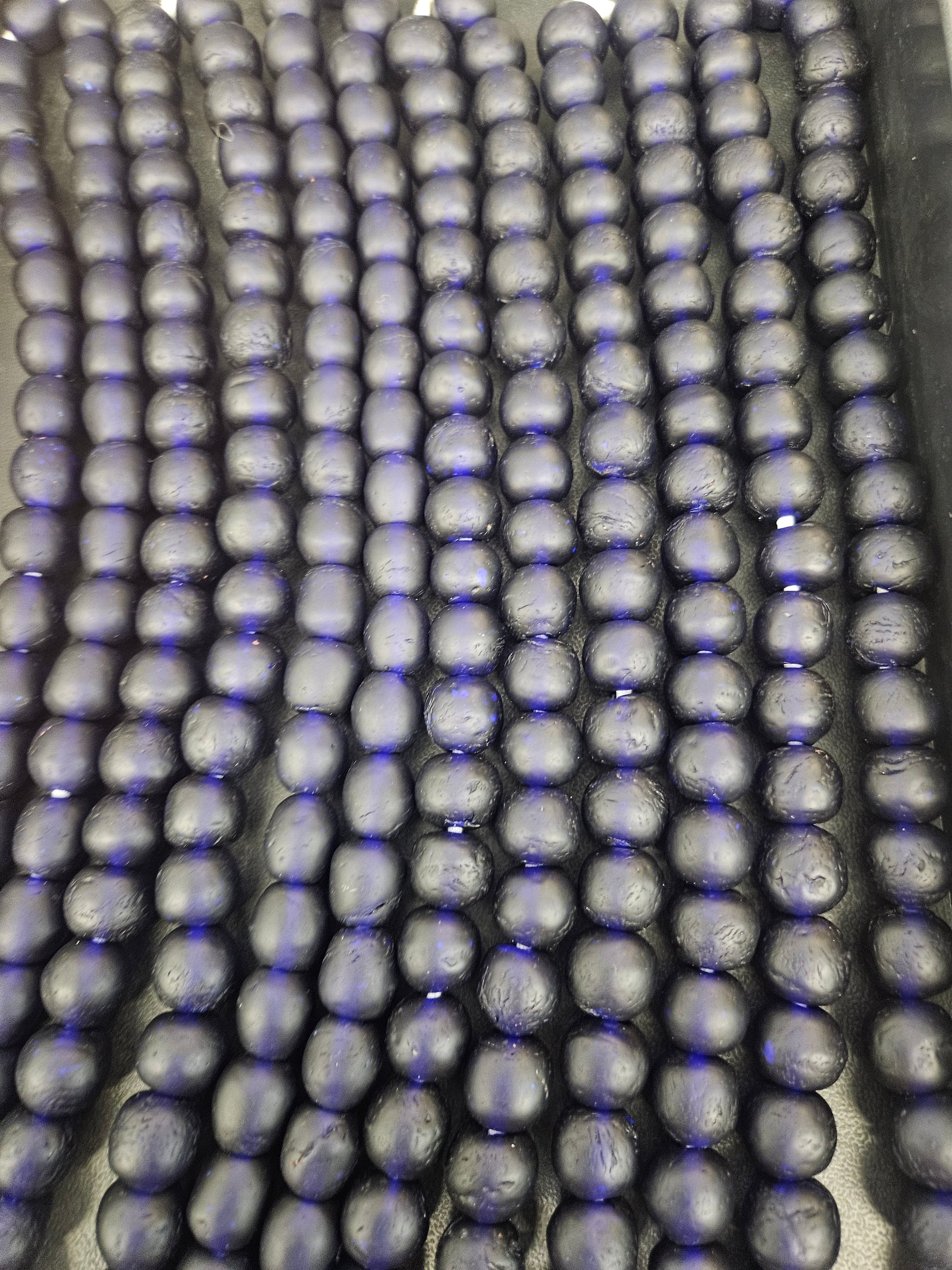 African Glass Beads – Deep Indigo Krobo Pocket Beads from Ghana
