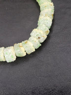 Green & Ivory Confetti Krobo Sugar Glass Short Tube Beads | Handcrafted Recycled Glass Beads from Ghana | Approx. 32 Beads Per Strand