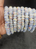 Blue Gray African Recycled Glass Short Tube Beads – Handmade Krobo Powder Glass Beads, 32–33 Beads