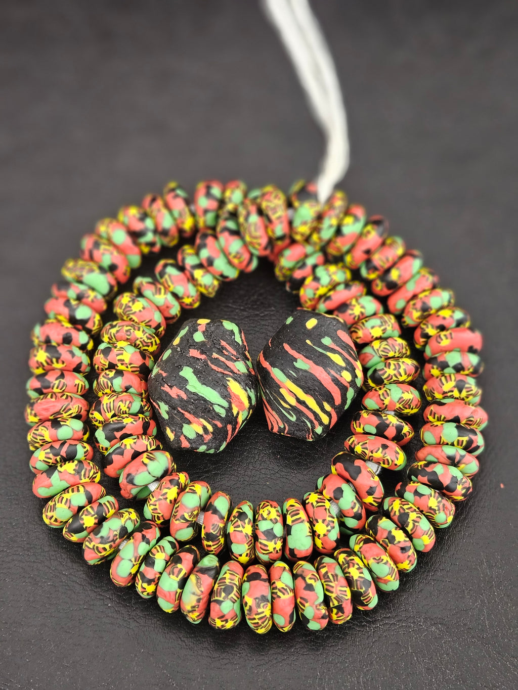 Multicolor African Glass Beads Bundle – Krobo Rondelles + Bicone Focals
