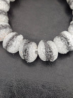 Black & White Krobo Sugar Glass Rondelle Beads | Handcrafted Recycled Glass Beads from Ghana | Approx. 30 Beads Per Strand