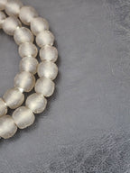 Authentic Smoke Gray Krobo Translucent Recycled Glass Beads | Handmade Ghana Glass Beads 12–14mm