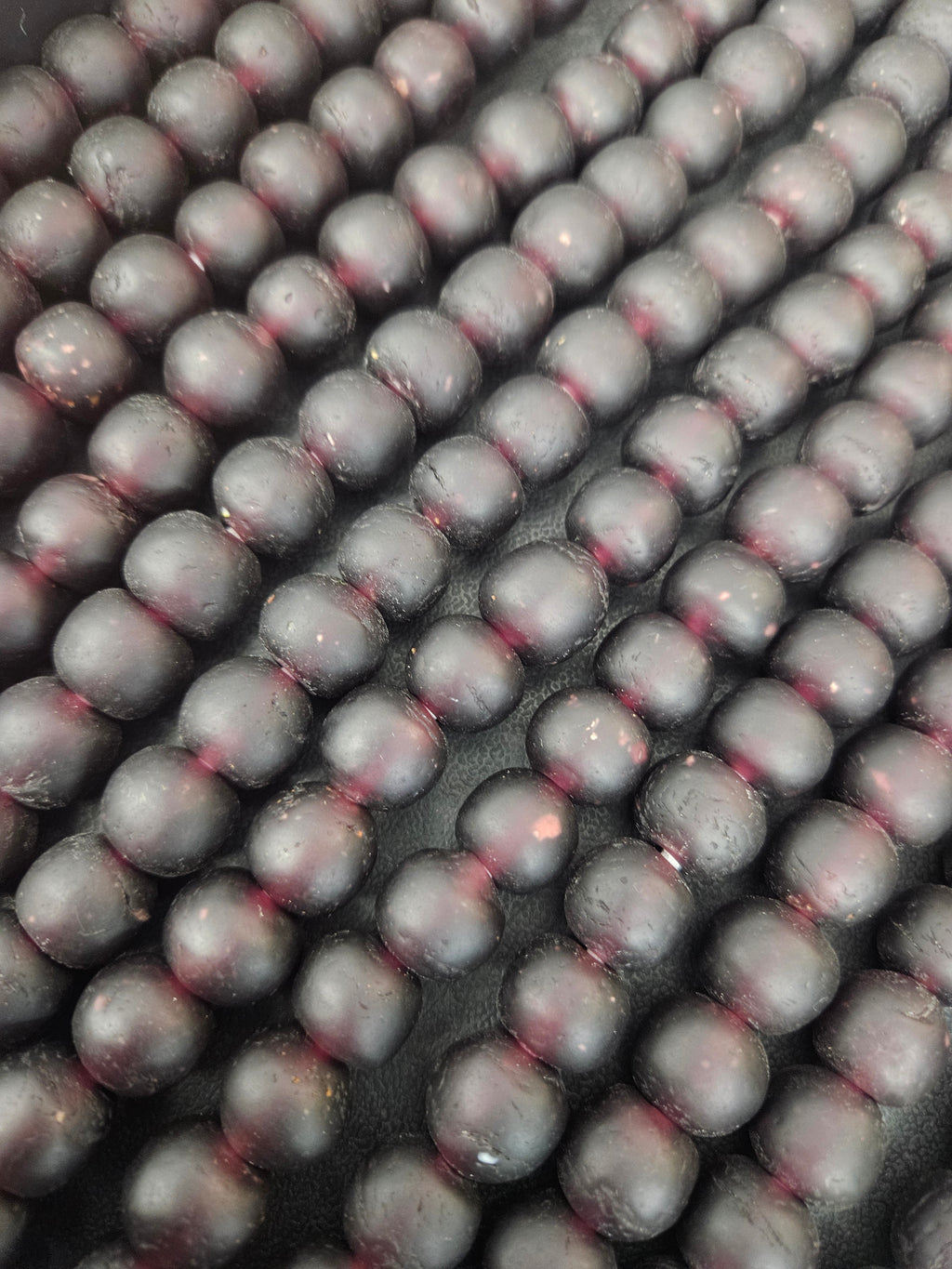 Burgundy Krobo Pocket Glass Beads – Handmade in Ghana, 13–14mm