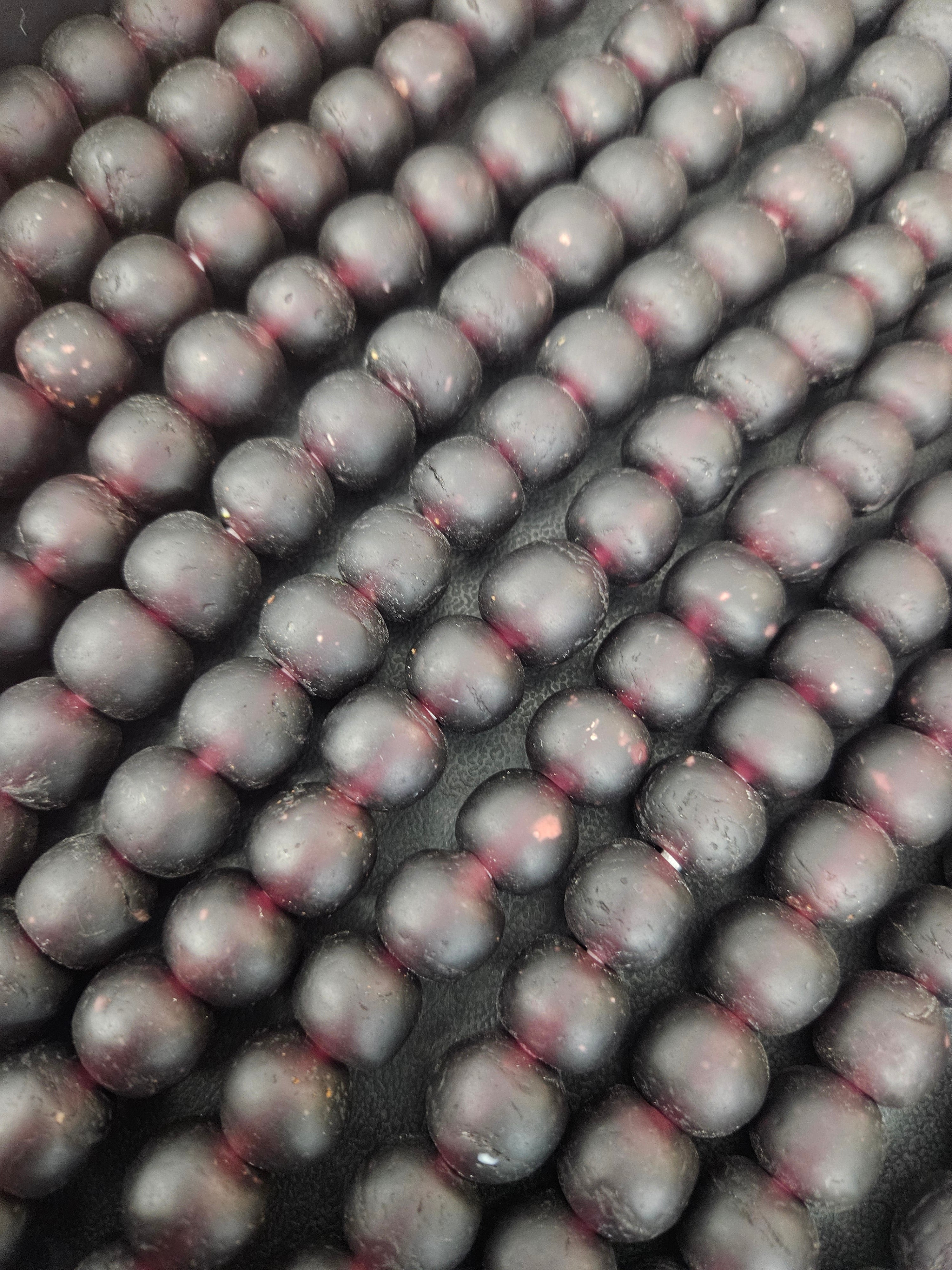 Burgundy Krobo Pocket Glass Beads – Handmade in Ghana, 13–14mm