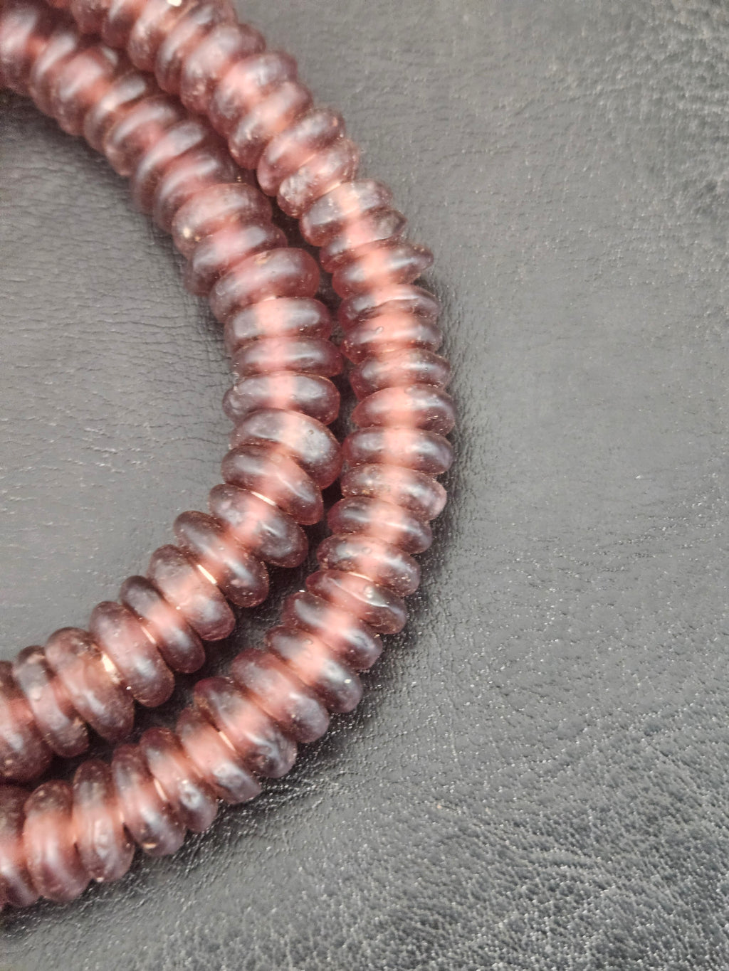 Authentic Dusty Plum Krobo Translucent Recycled Glass Rondelle Beads | Handmade Ghana Beads