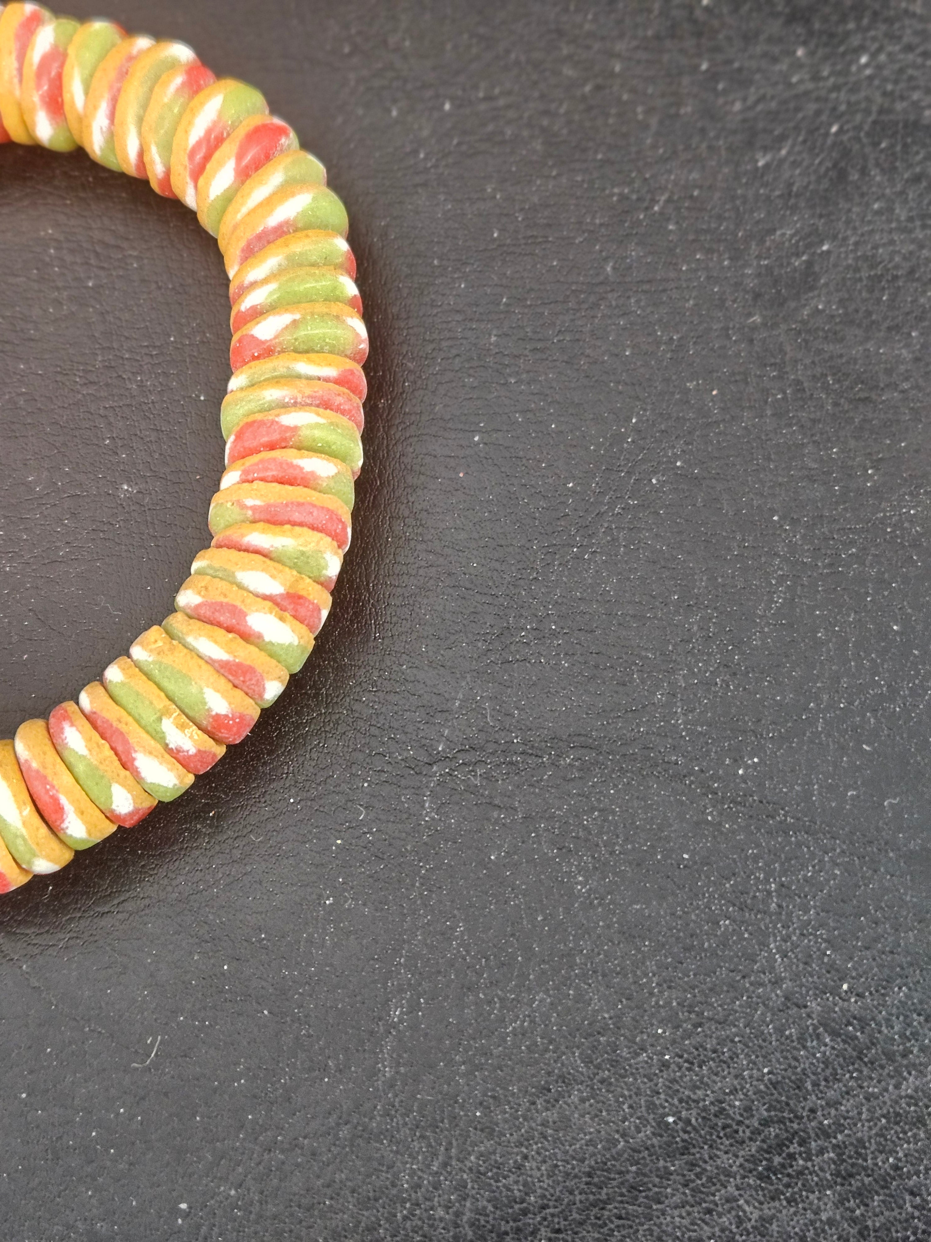 Mustard Gold Multicolor Krobo Glass Spacer Beads | Handmade Recycled Glass Beads from Ghana