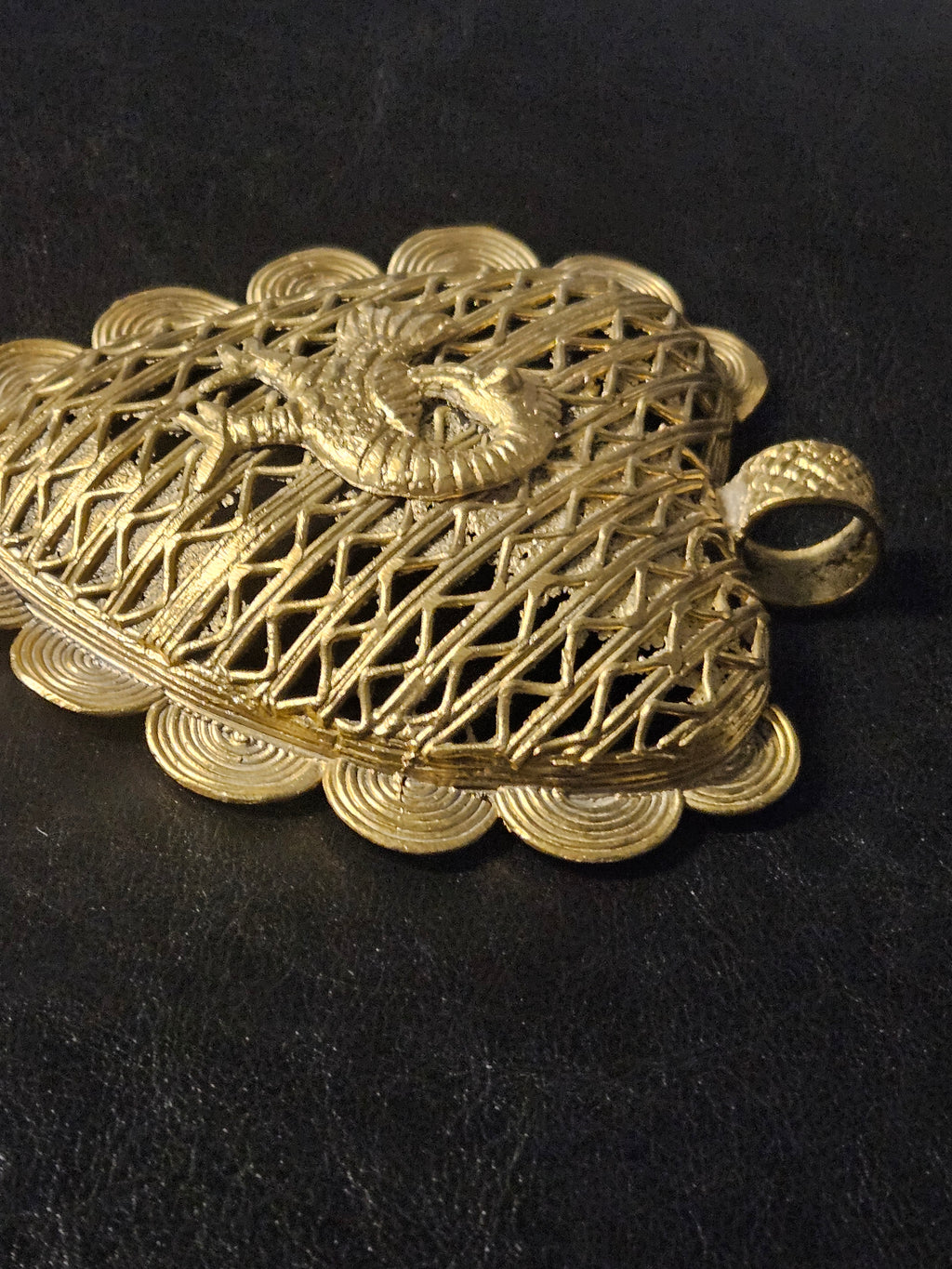 Oversized Sankofa Bird Adinkra Brass Pendant Handmade in Ghana