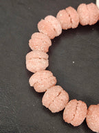 Pink Krobo Sugar Glass Rondelle Beads | Handcrafted Recycled Glass Beads from Ghana | Approx. 30 Beads Per Strand