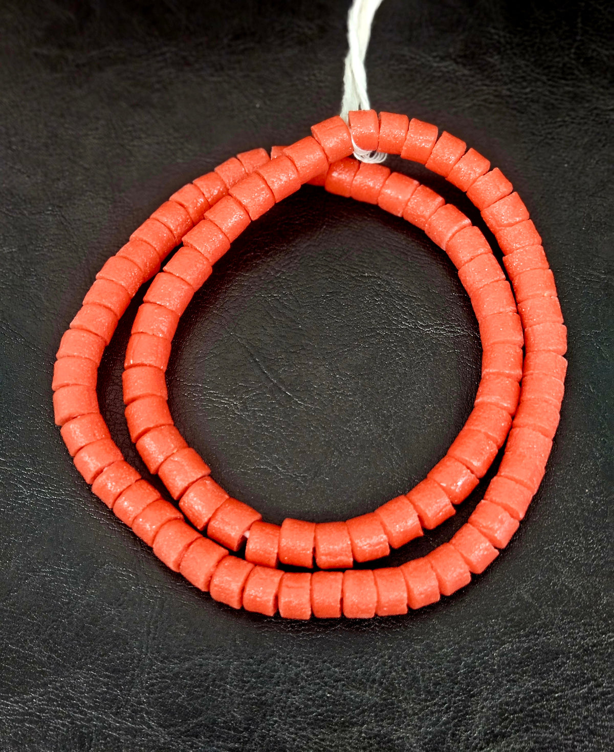 Burnt Terracotta Small Cube Tube Krobo Powdered Glass Beads | Ghana Recycled Glass | 77–78 Beads
