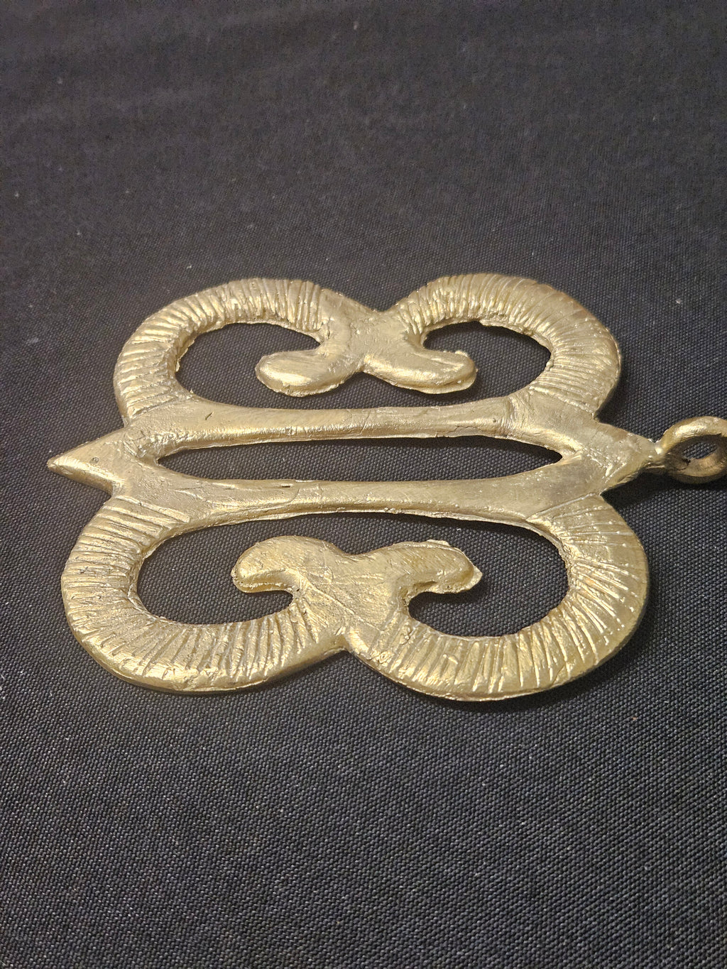 Large Handcrafted Hye Won Hye African Brass Pendant | Authentic Ghana Adinkra Symbol