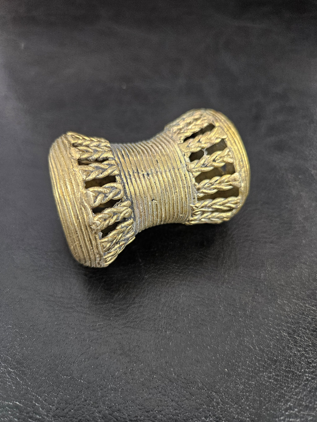 Oversized Ashanti Brass Talking Drum Bead | Ghana Statement Bead