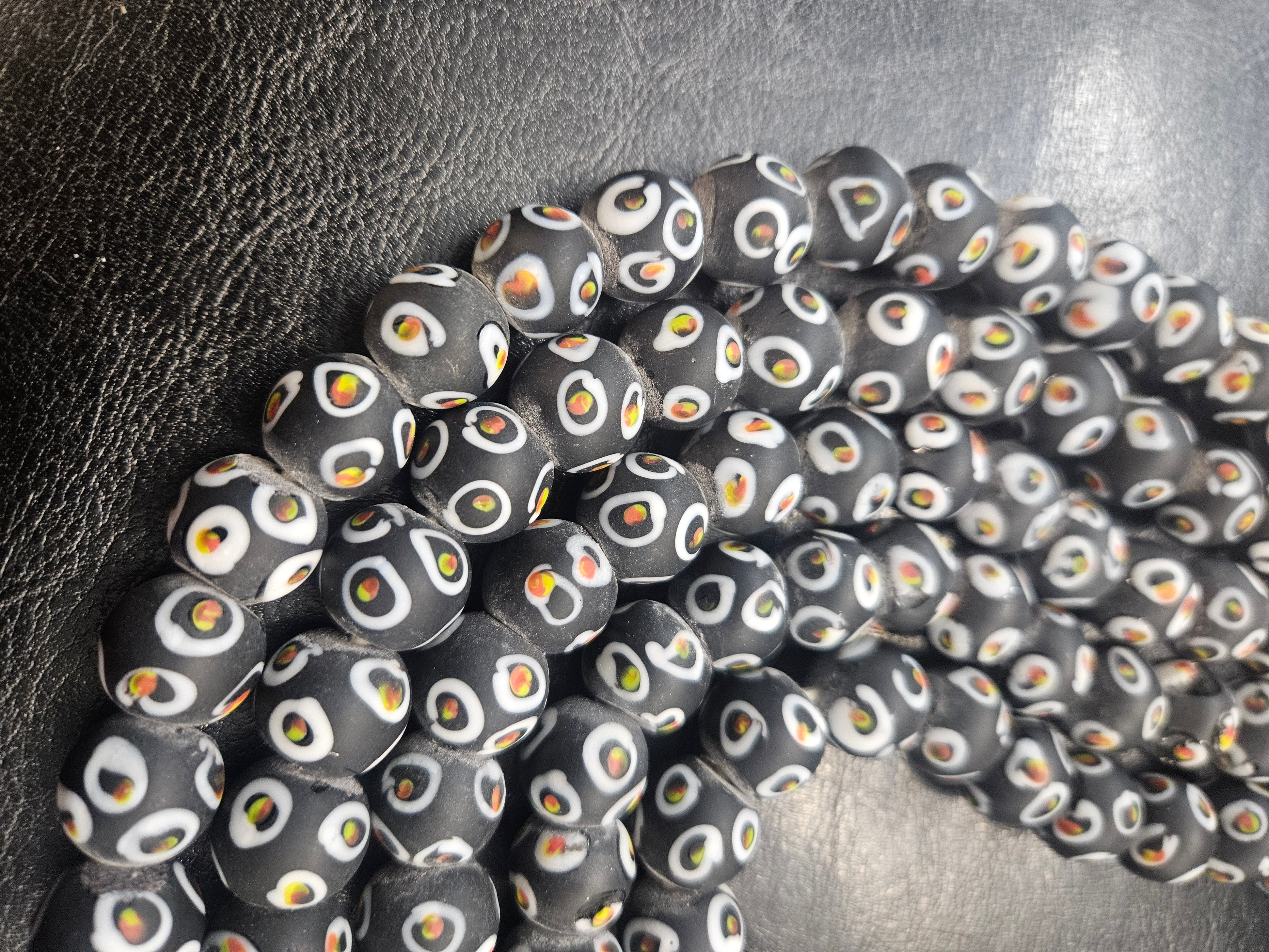 Designer Eye Trade Beads – Black, White & Multicolor 37–38 Beads