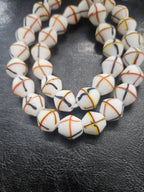 Designer White Multicolor Trade Beads – Graphic Stripe Pattern
African Trade Beads –