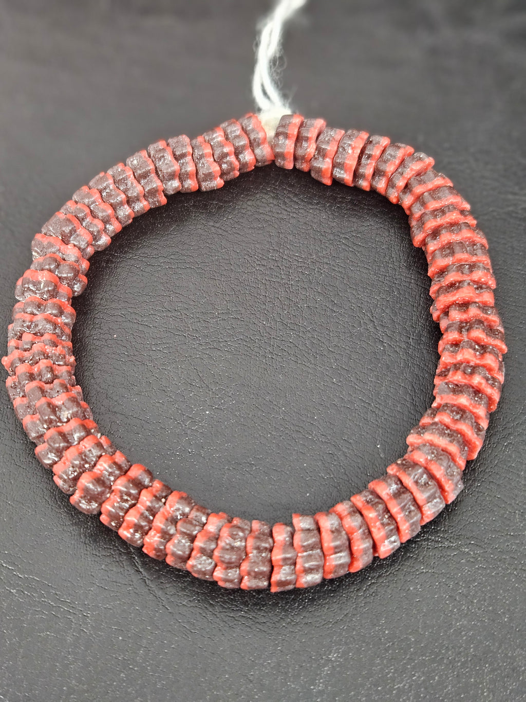 Brown & Coral Red Krobo Glass Spacer Beads | Handcrafted Recycled Glass Beads from Ghana