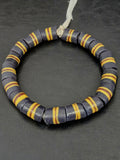 Black Striped Krobo Kente Glass Beads | Handcrafted Powdered Glass Beads from Ghana | Approx. 17 Beads