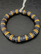 Black Striped Krobo Kente Glass Beads | Handcrafted Powdered Glass Beads from Ghana | Approx. 17 Beads