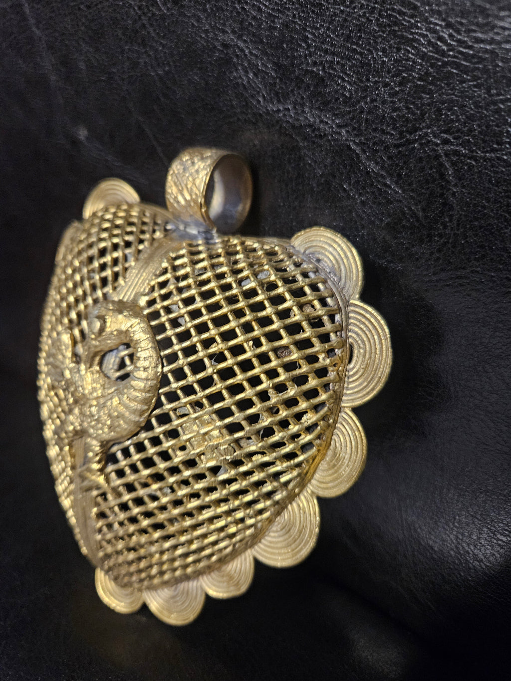 Sankofa Bird Ghana Brass Pendant – Oversized Adinkra Statement Focal