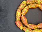 XL Rust Orange & Yellow Fused Krobo Recycled Glass Beads | Handmade Ghana Statement Beads