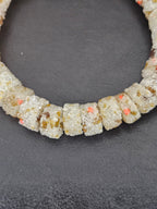 Ivory Confetti Krobo Sugar Glass Rondelle Beads | Handcrafted Recycled Glass Beads from Ghana | Approx. 32 Beads Per Strand