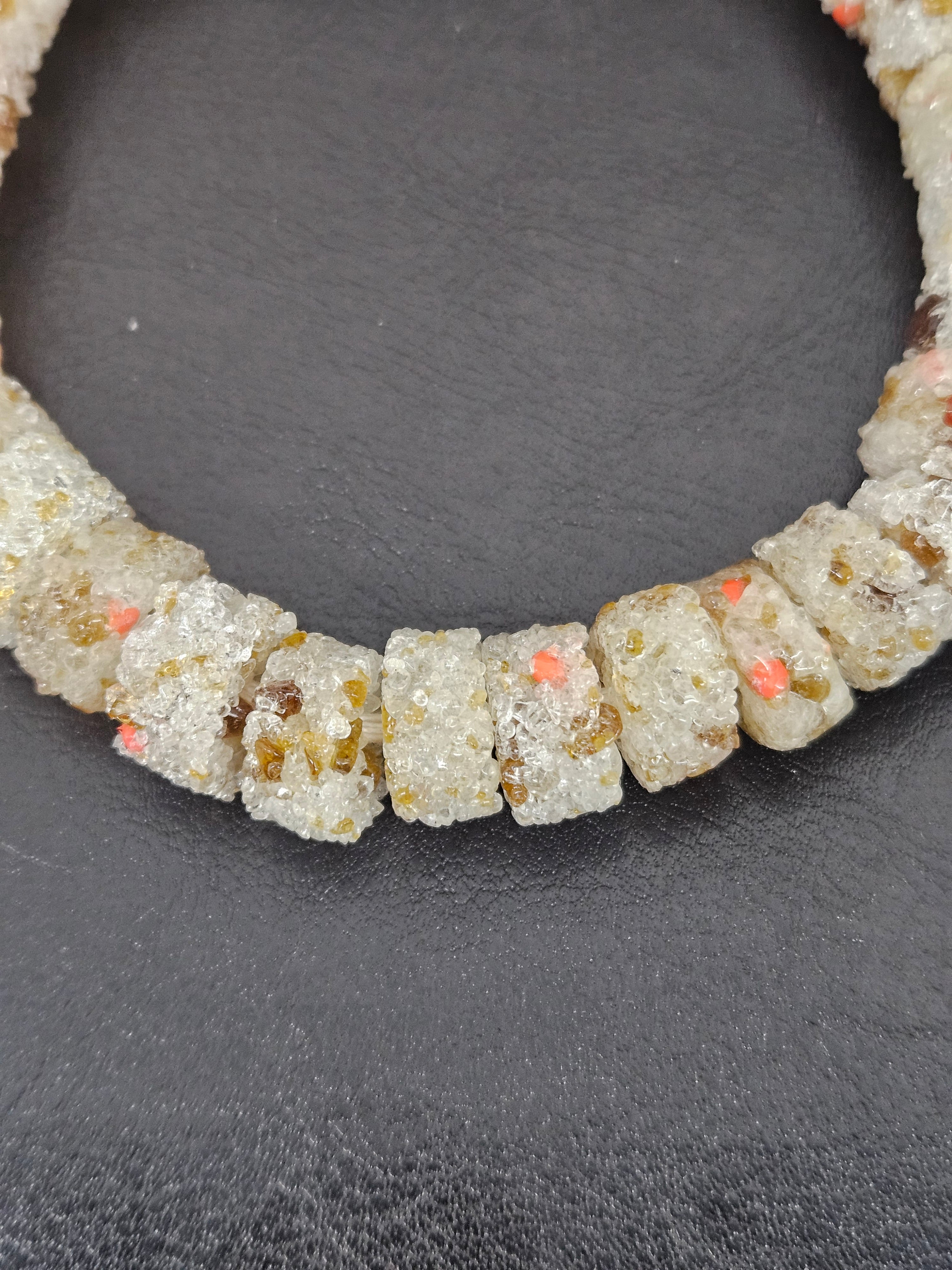 Ivory Confetti Krobo Sugar Glass Rondelle Beads | Handcrafted Recycled Glass Beads from Ghana | Approx. 32 Beads Per Strand