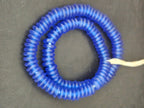 Authentic Royal Blue Krobo Translucent Recycled Glass Rondelle Beads | Handmade Ghana African Glass Beads for Jewelry Making & Wholesale